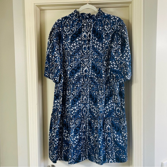 Tuckernuck XXL Crawford Dress Blue White Floral Ruffle Mini - Picture 4 of 8